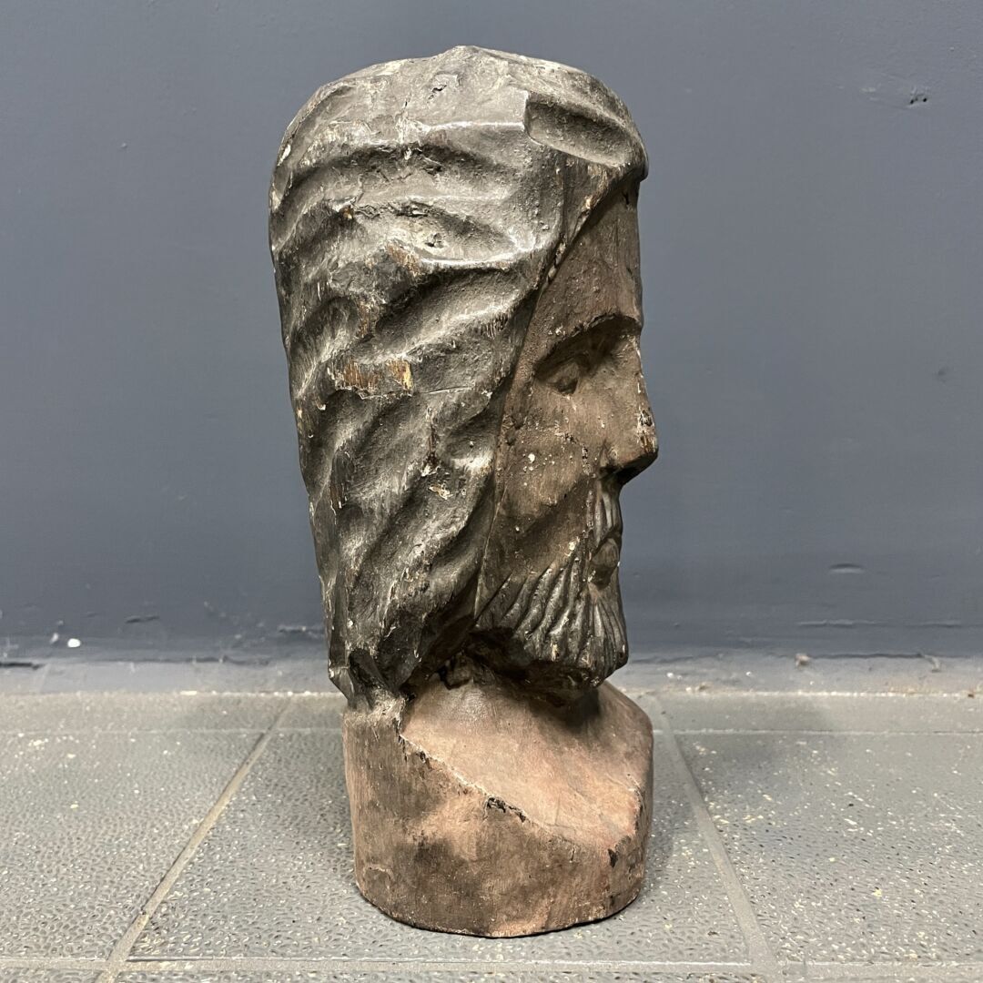 Woonaccessoires Beschilderd Gesneden Houten Hoofd, 19e Eeuw photo