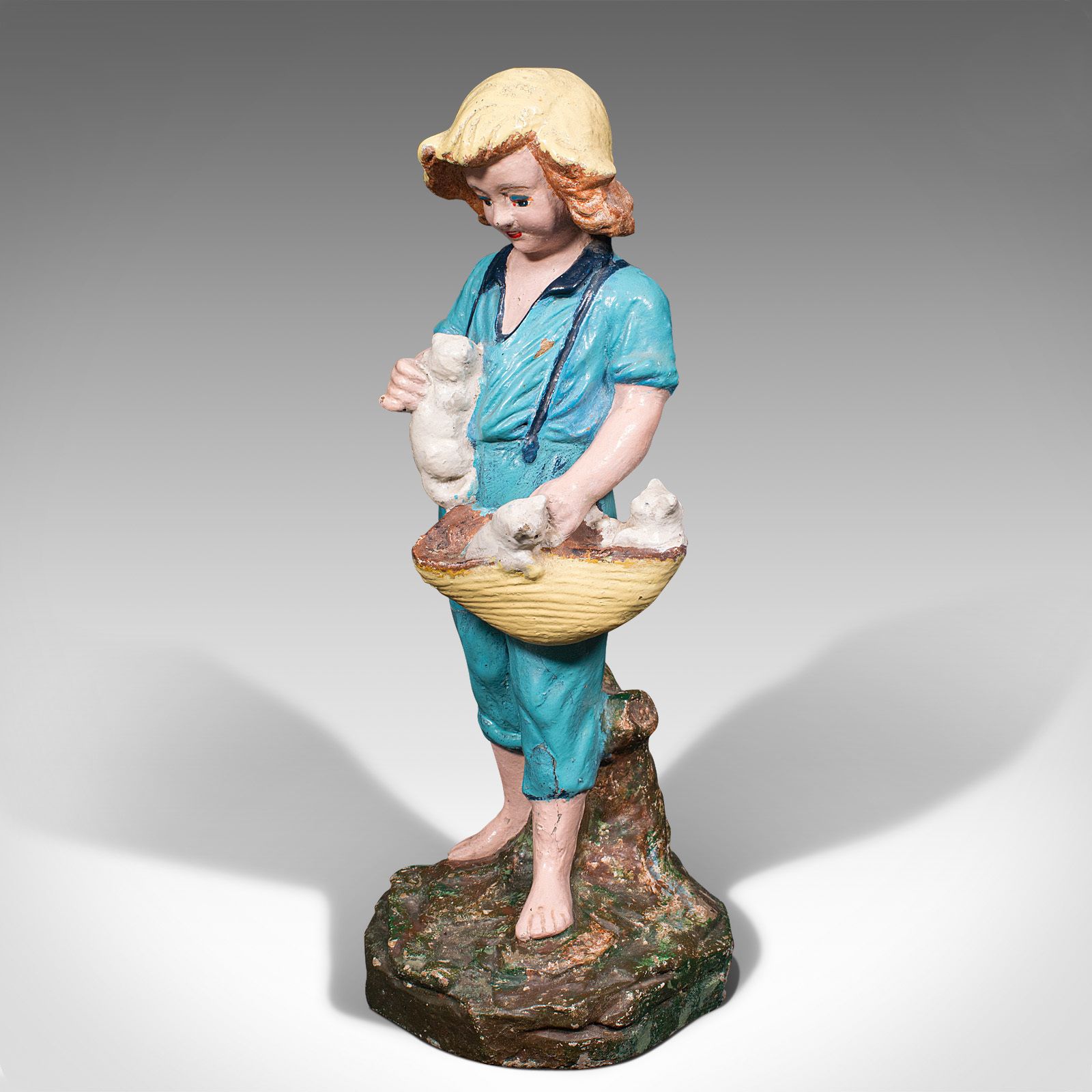 Antique Farm Girl Figure, French, Decorative Statue, Provincial, C.1900 photo vinterior