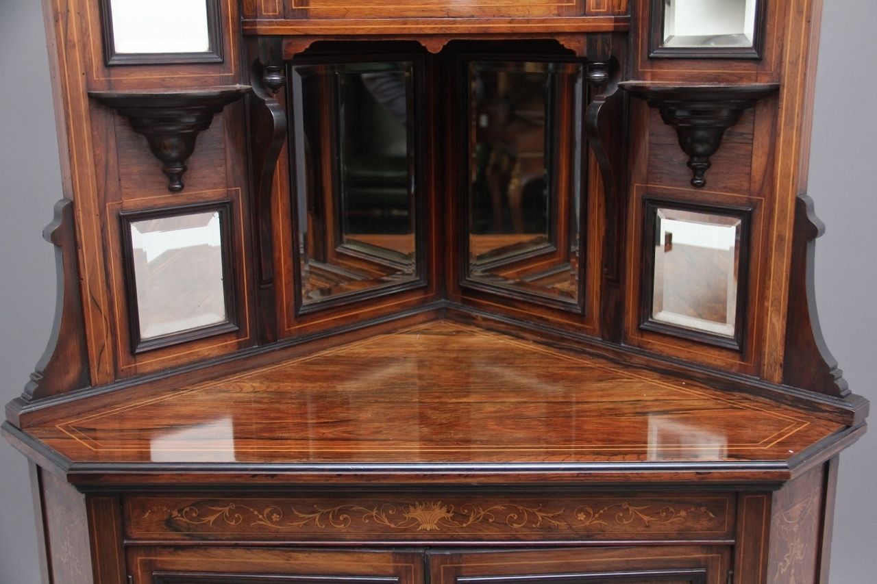 19th Century Inlaid Mahogany Corner Cabinet photo vintage