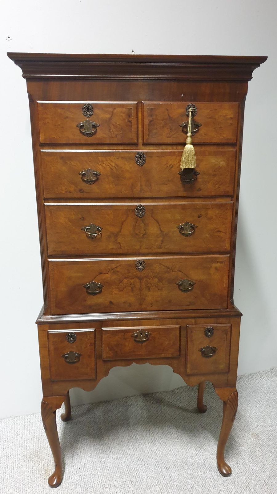 Very Nice Burr Walnut Chest On Stand