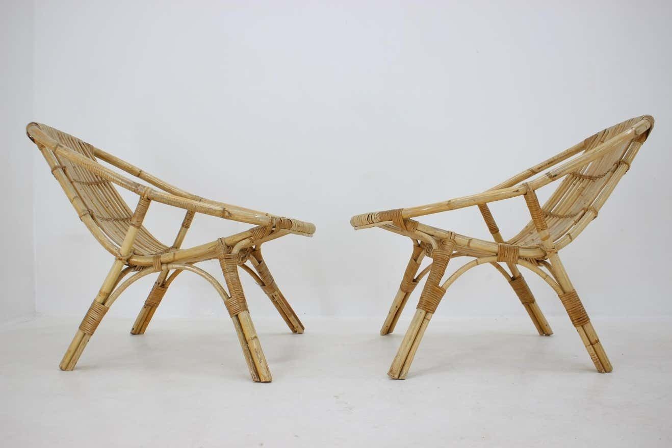 Set Of Garden Or Interior Rattan Table And Three Armchairs By Alan Fuchs   1970s photo Furniture