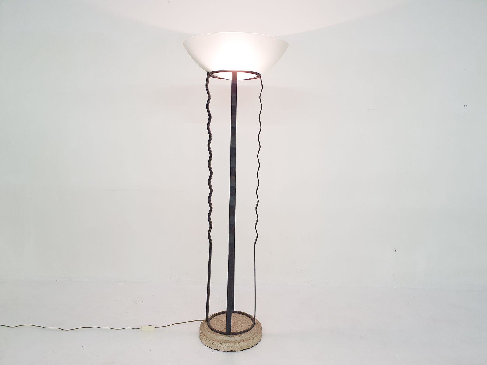 Impressive Italian Floor Light In Iron, Stone And Glass photo furniture