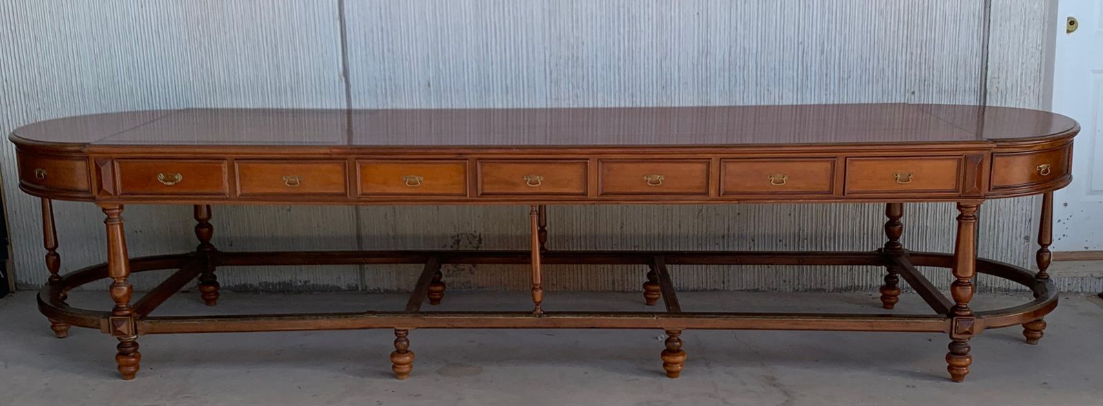 12 Foot Oval Center Table With Drawers In Both Sides, 20th Century photo for sale