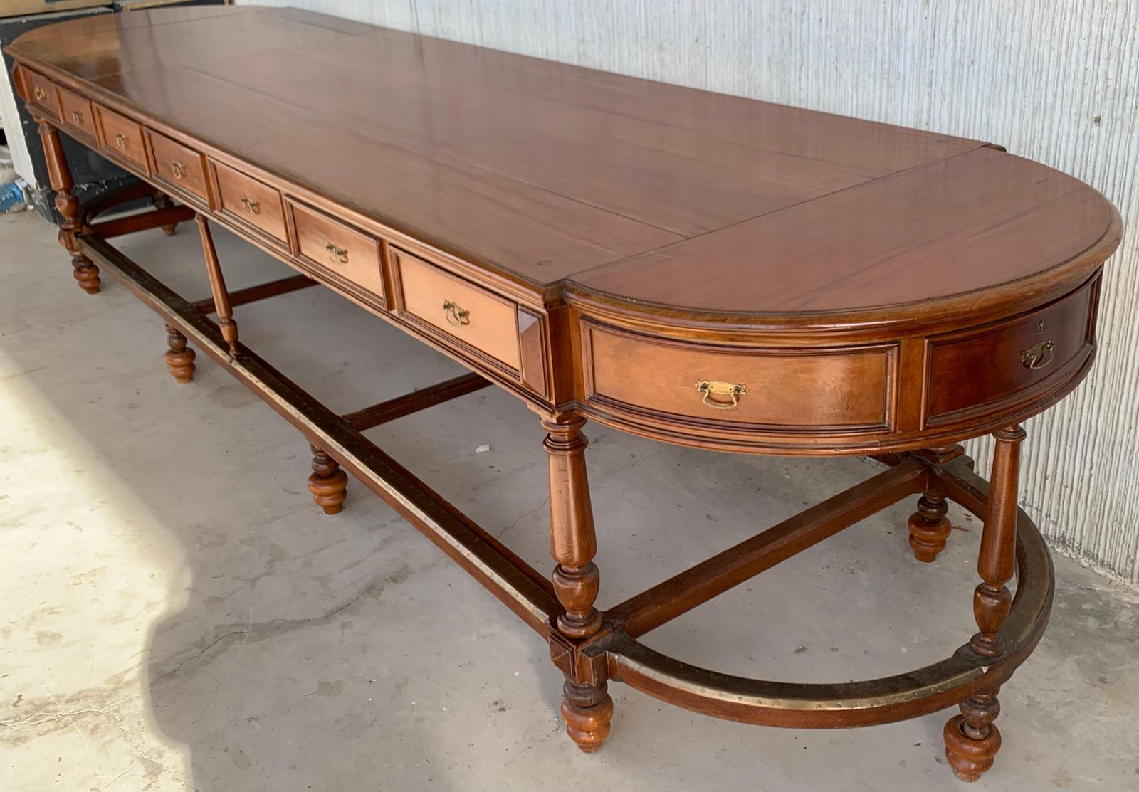photo furniture 12 Foot Oval Center Table With Drawers In Both Sides, 20th Century