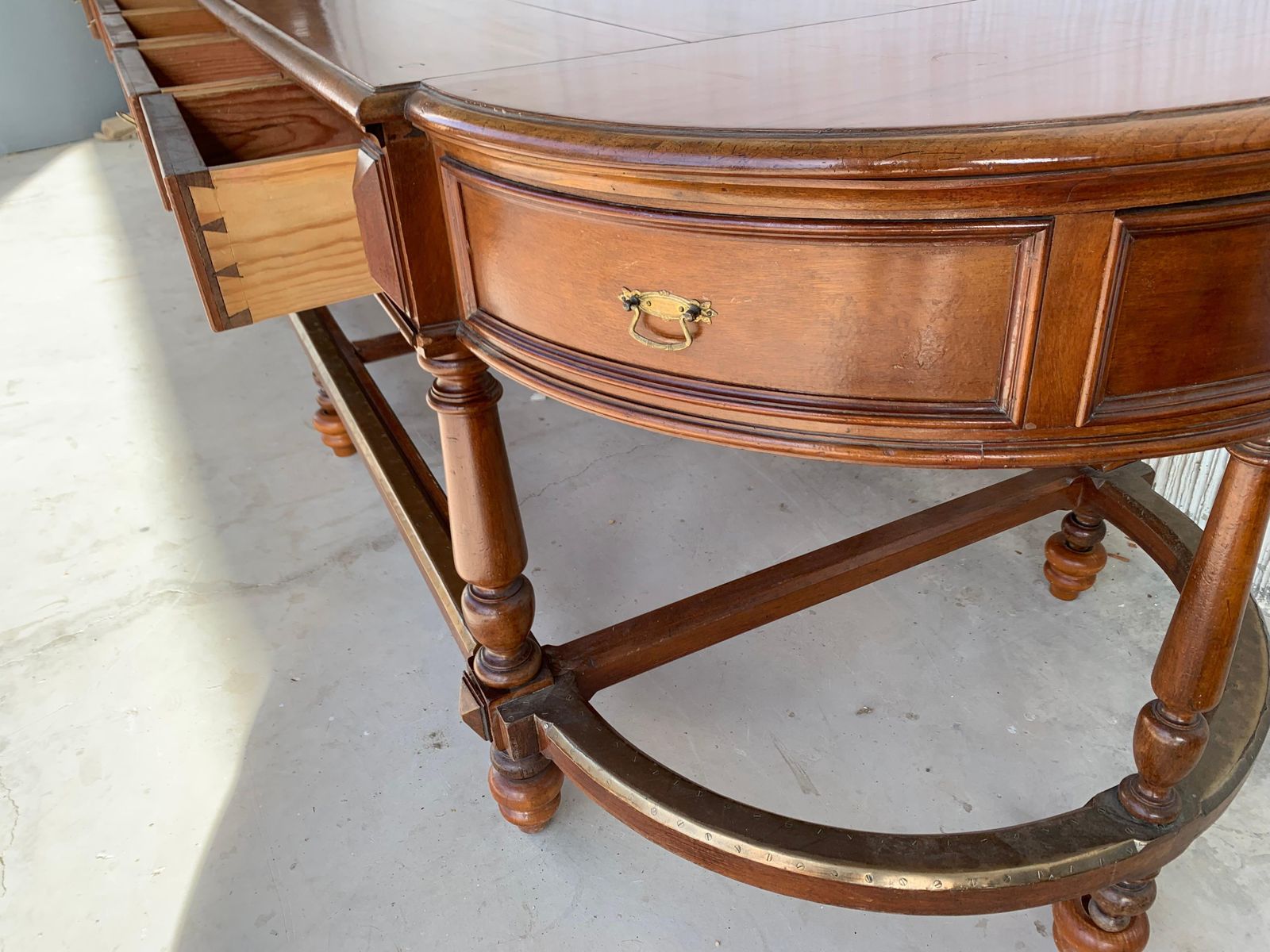 photo buy 12 Foot Oval Center Table With Drawers In Both Sides, 20th Century