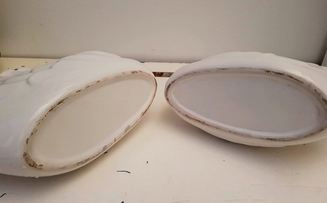 Pair Of Ceramic Plant Pots Shaped As Swans photo vinterior
