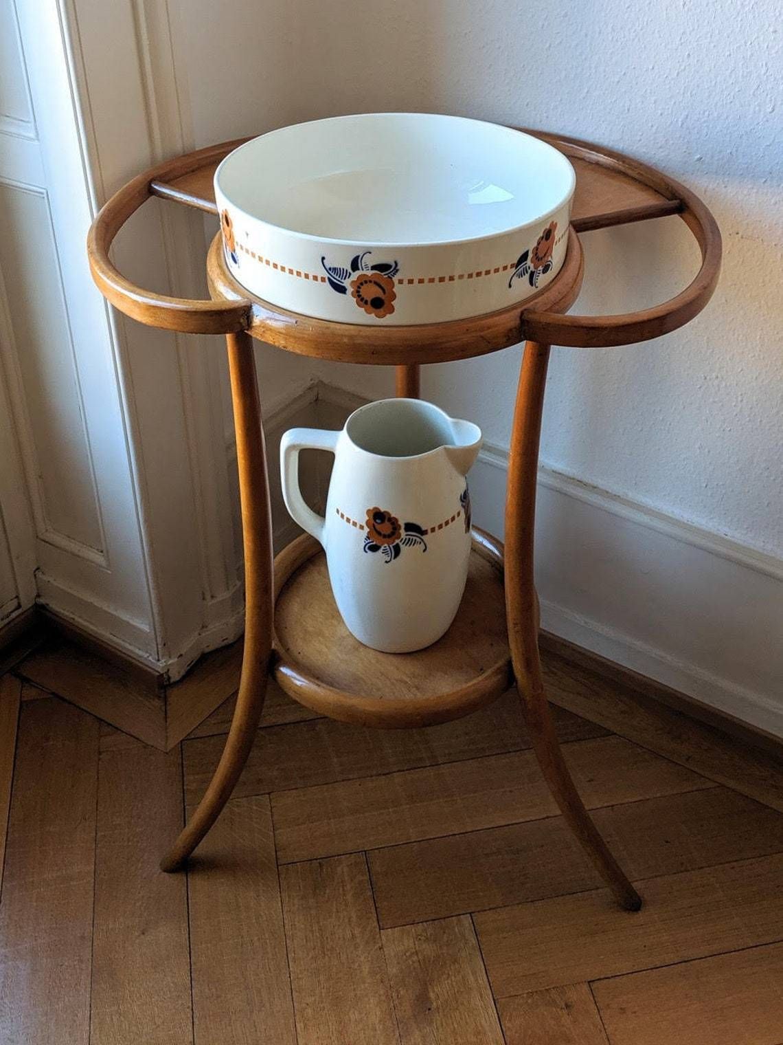 Baumann Toilet Stand With Pitcher And Washbasin photo for sale
