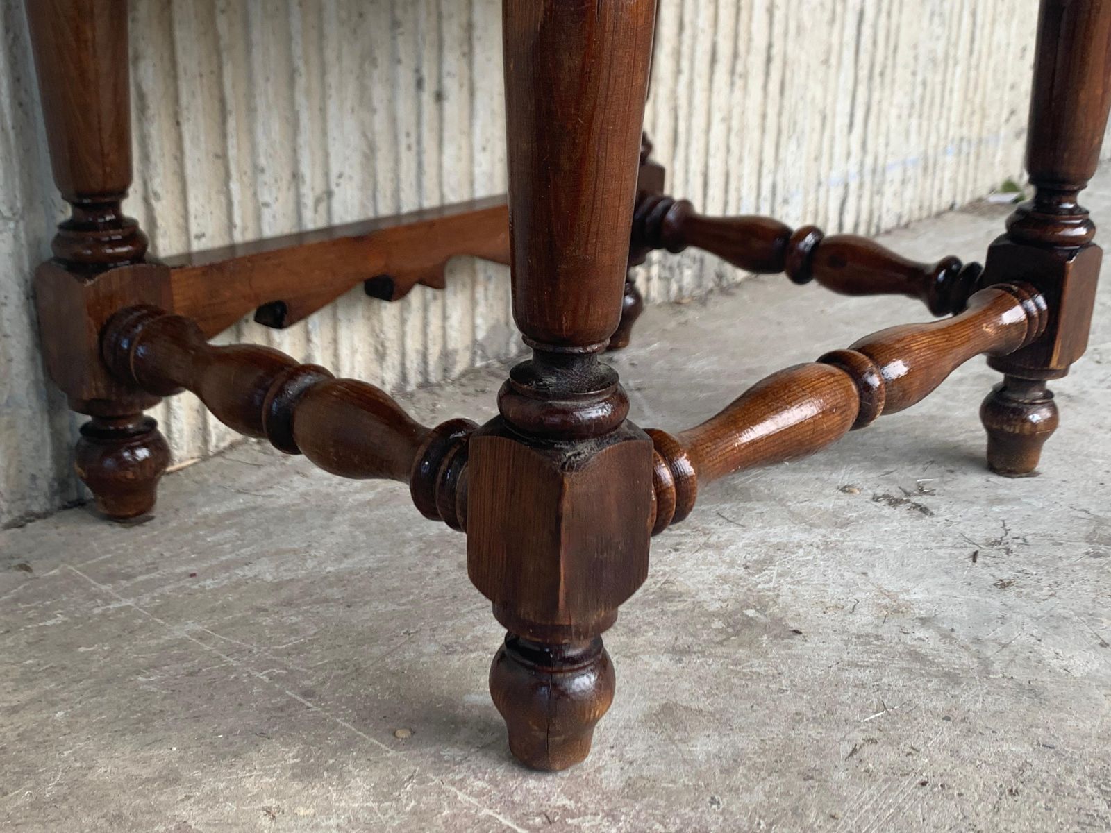 Furniture Antique Spanish Carved Walnut End Table Or Nightstand With 2 Drawers photo