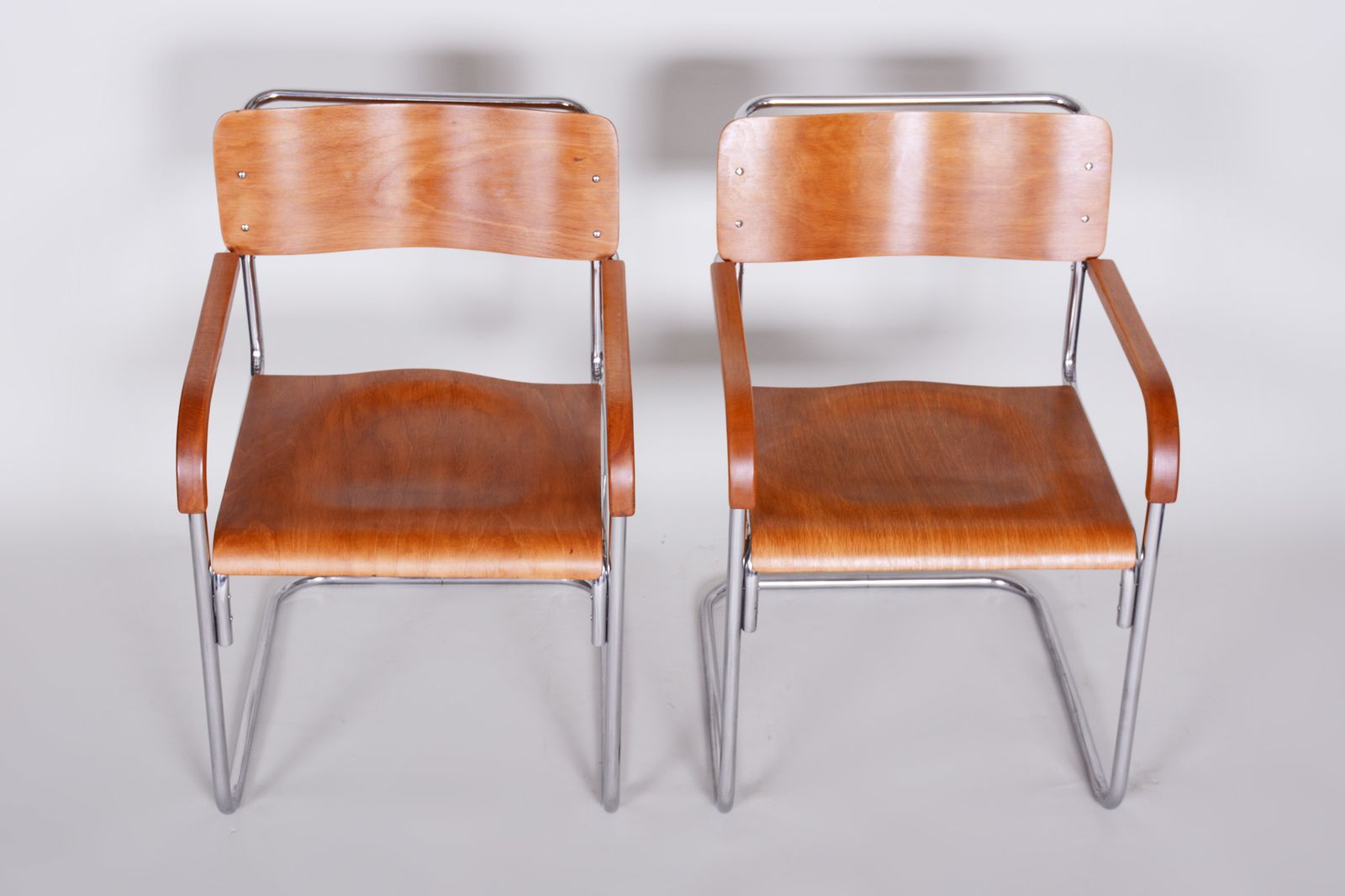 photo buy Pair Of Mucke Melder Bauhaus Armchairs Made In 1930s Czechia. Restored.
