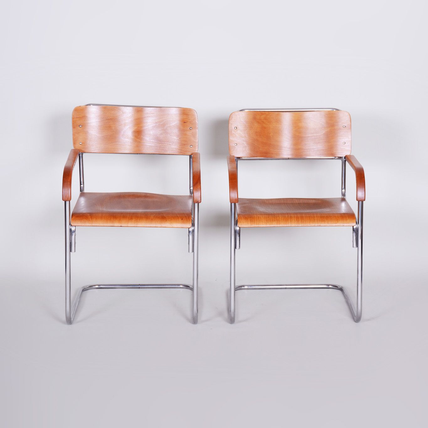 Pair Of Mucke Melder Bauhaus Armchairs Made In 1930s Czechia. Restored.