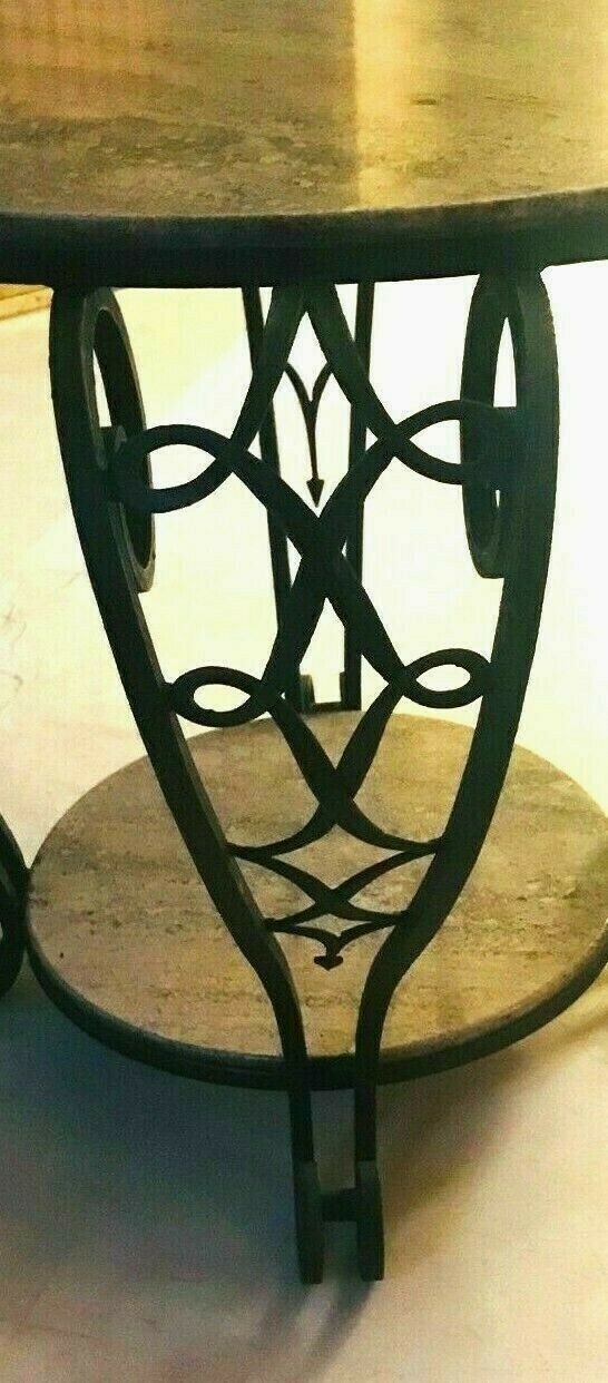 Art Deco Wrought Iron Coffee Table With Marble Top 20th Century photo furniture