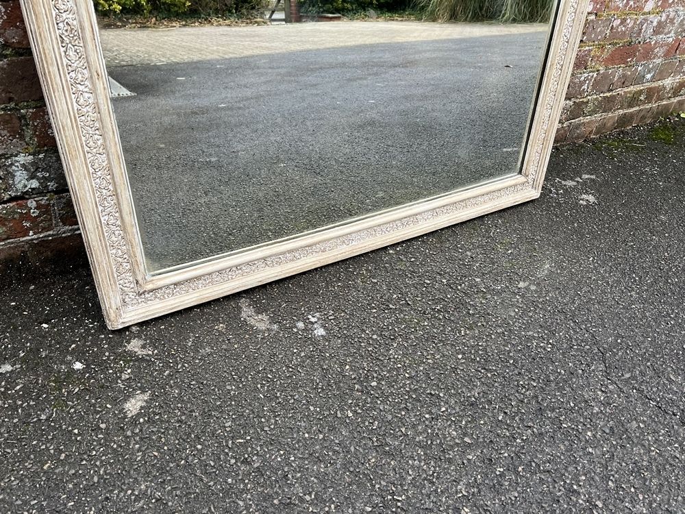 A Splendid Extra Large Antique French 19th Century Carved Wood & Gesso Painted Mirror. photo Home Decor