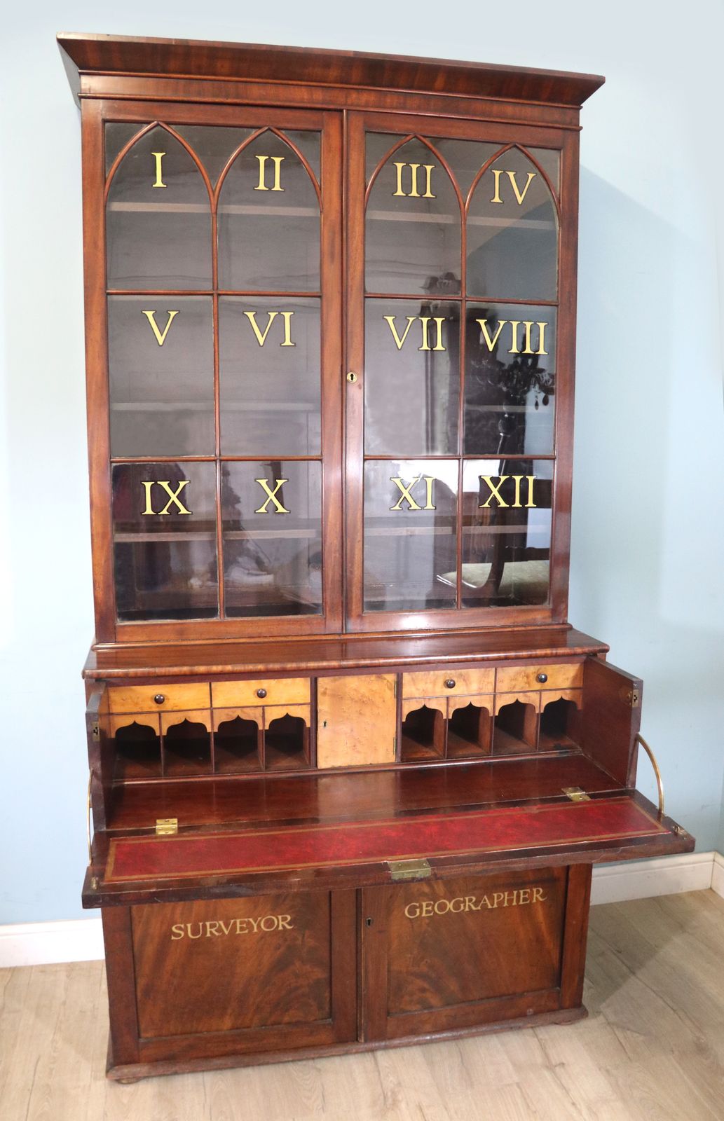A Wonderful Late Georgian Totally Imposing Mahogany Secretaire Bookcase Cabinet.