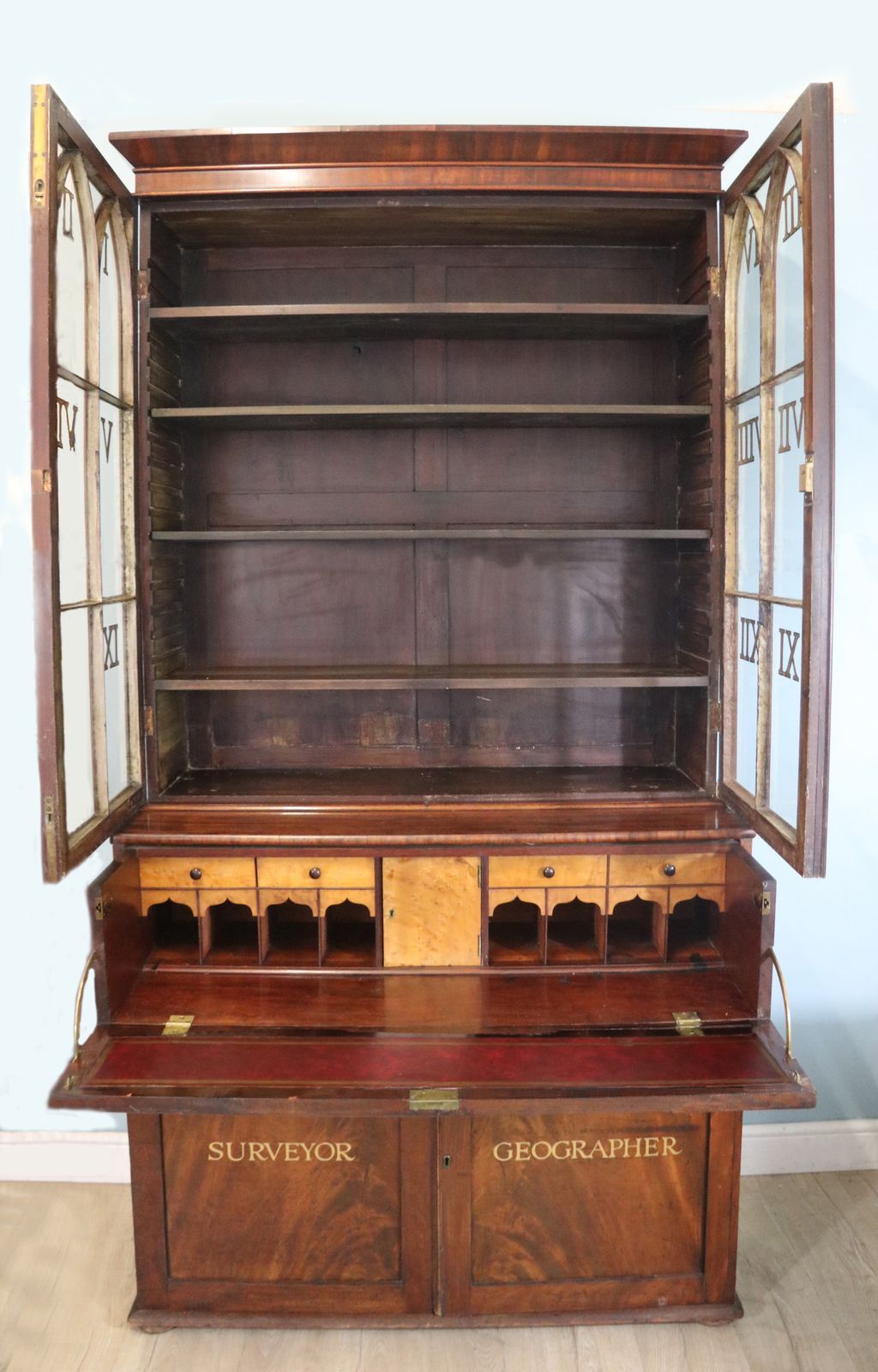 A Wonderful Late Georgian Totally Imposing Mahogany Secretaire Bookcase Cabinet. photo Furniture