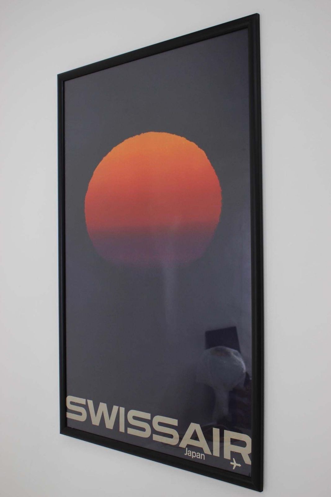 Big Mid Century Original Travel Poster, Swissair Japan By Manfred Bingler   1964 photo furniture