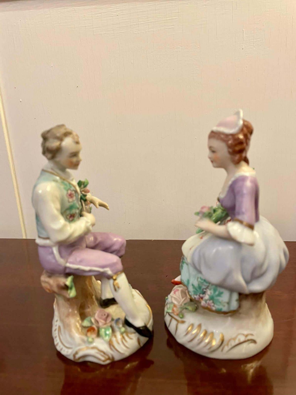 Pair Of Original Antique Victorian Sitzendorf Figures photo furniture