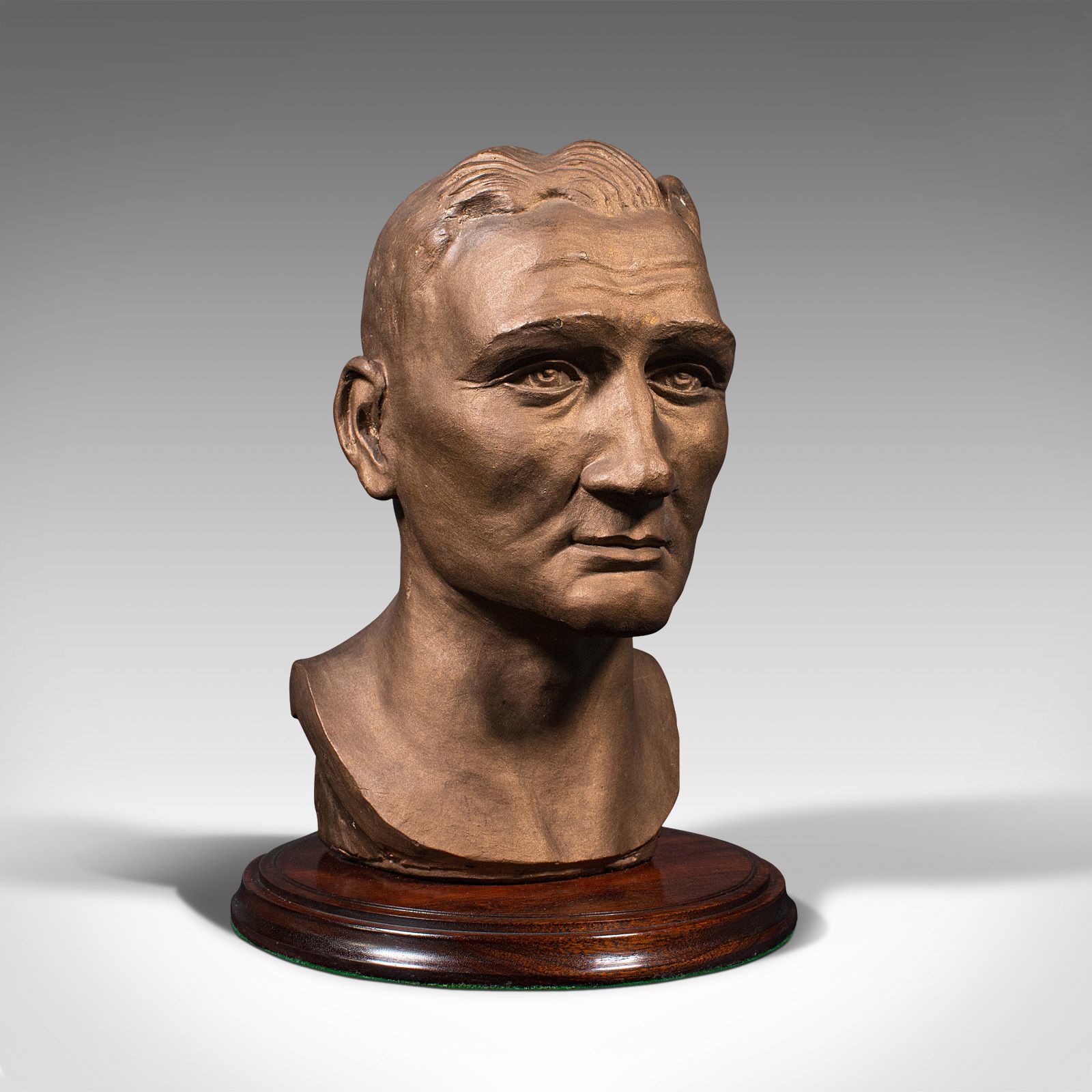 Antique Portrait Bust, English, Plaster, Male Art Figure, Circa 1910