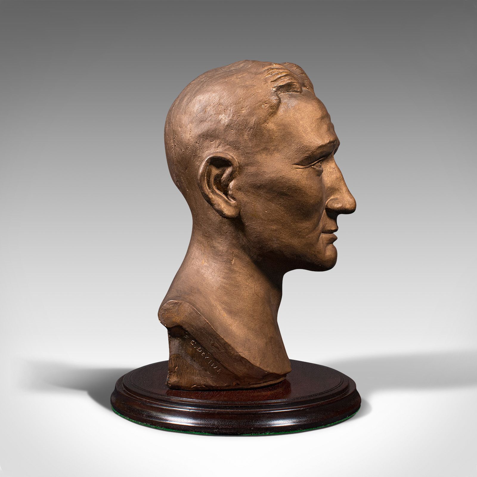 Antique Portrait Bust, English, Plaster, Male Art Figure, Circa 1910 photo furniture