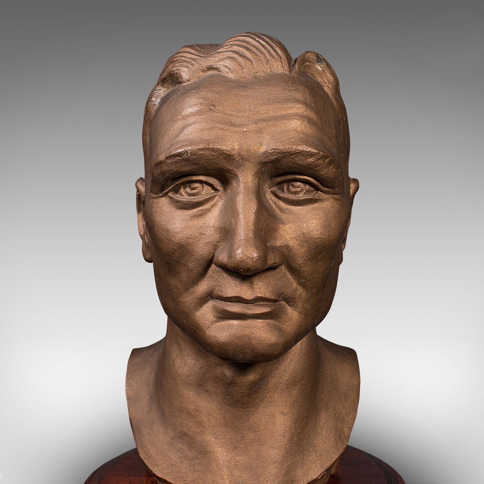 Art Antique Portrait Bust, English, Plaster, Male Art Figure, Circa 1910 photo
