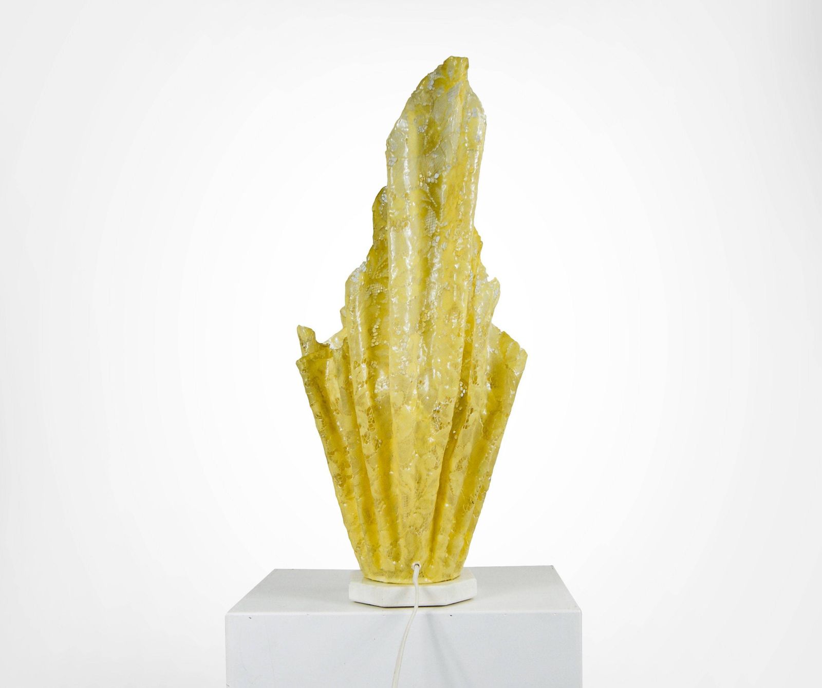 1980s French Modern Fibreglass Lace Handkerchief Table Lamp photo for sale