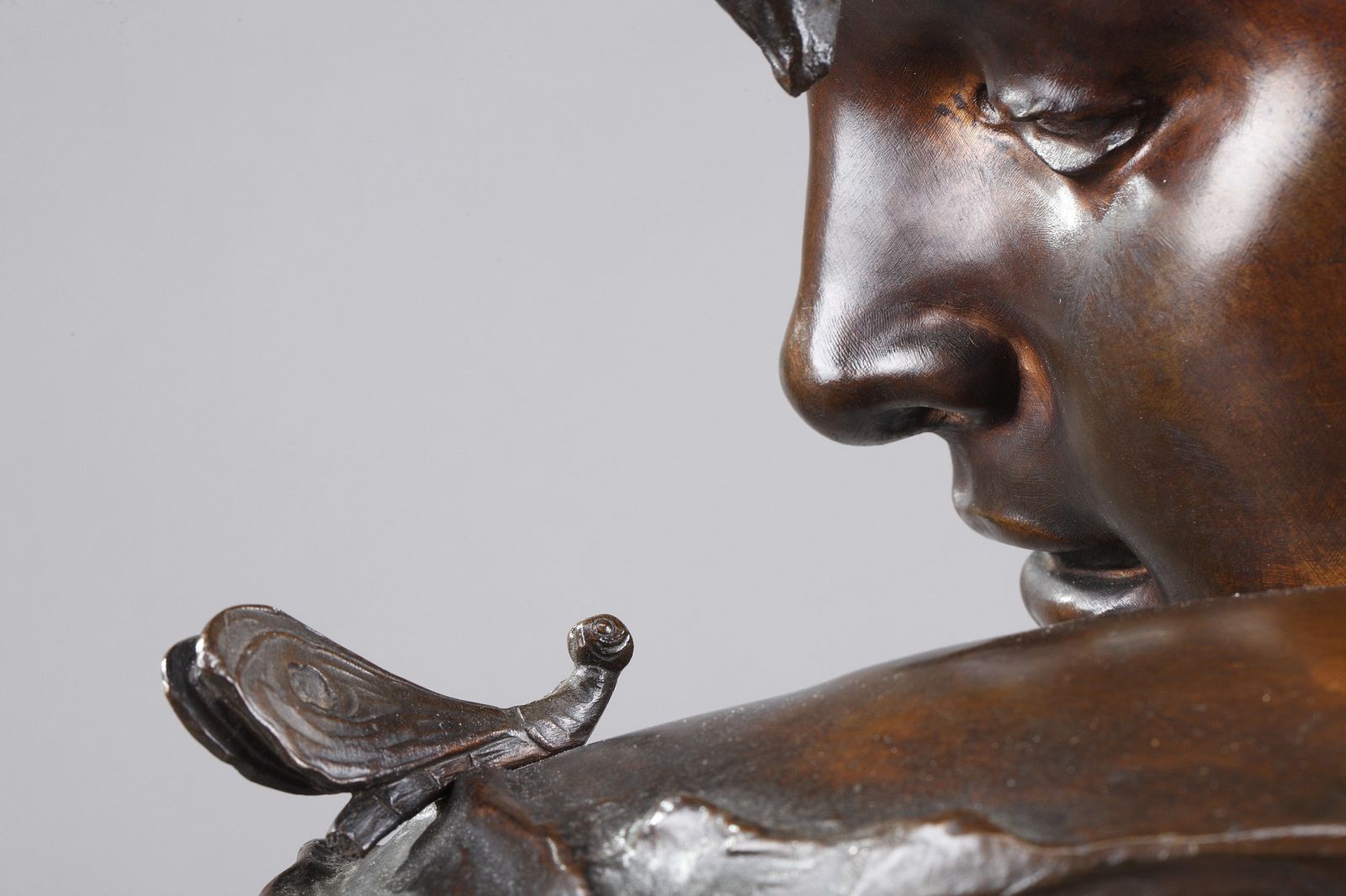 photo vintage Buste de « Psyché » en bronze patiné, par Boyer et Rolland