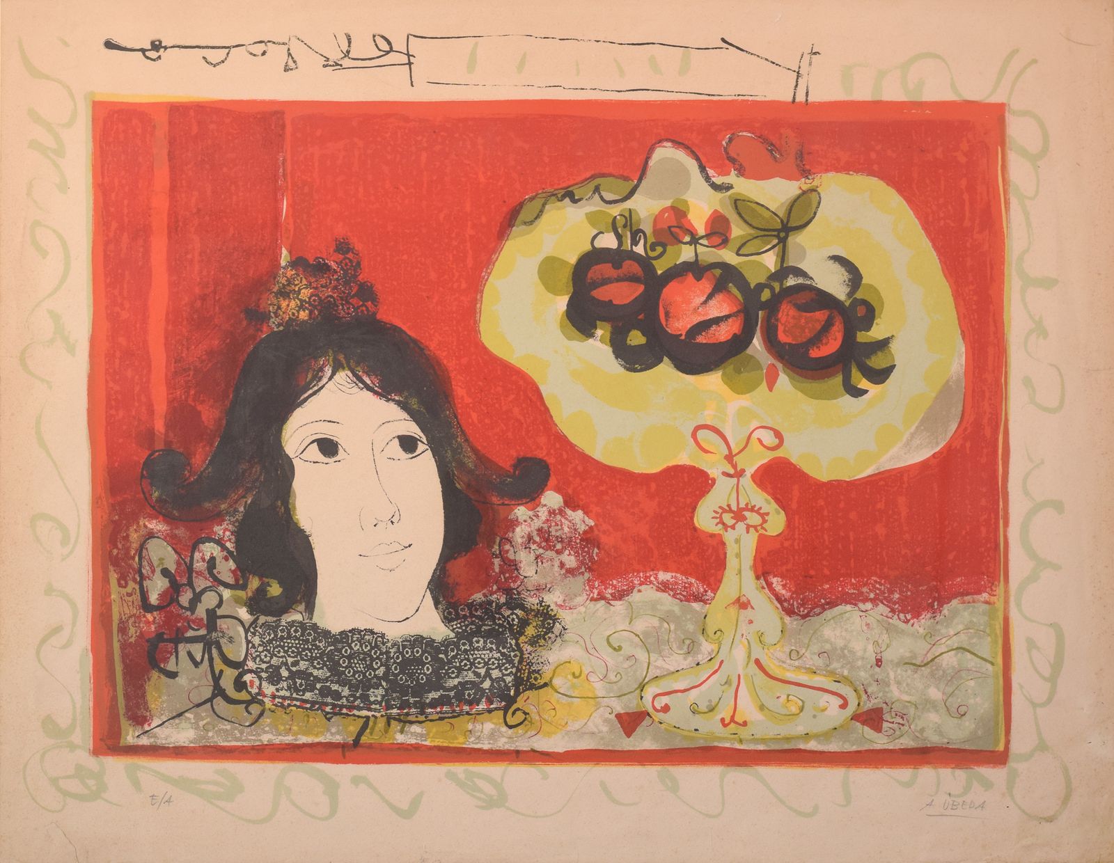 Agustín Ubeda (1925–2007) Lady With Fruit