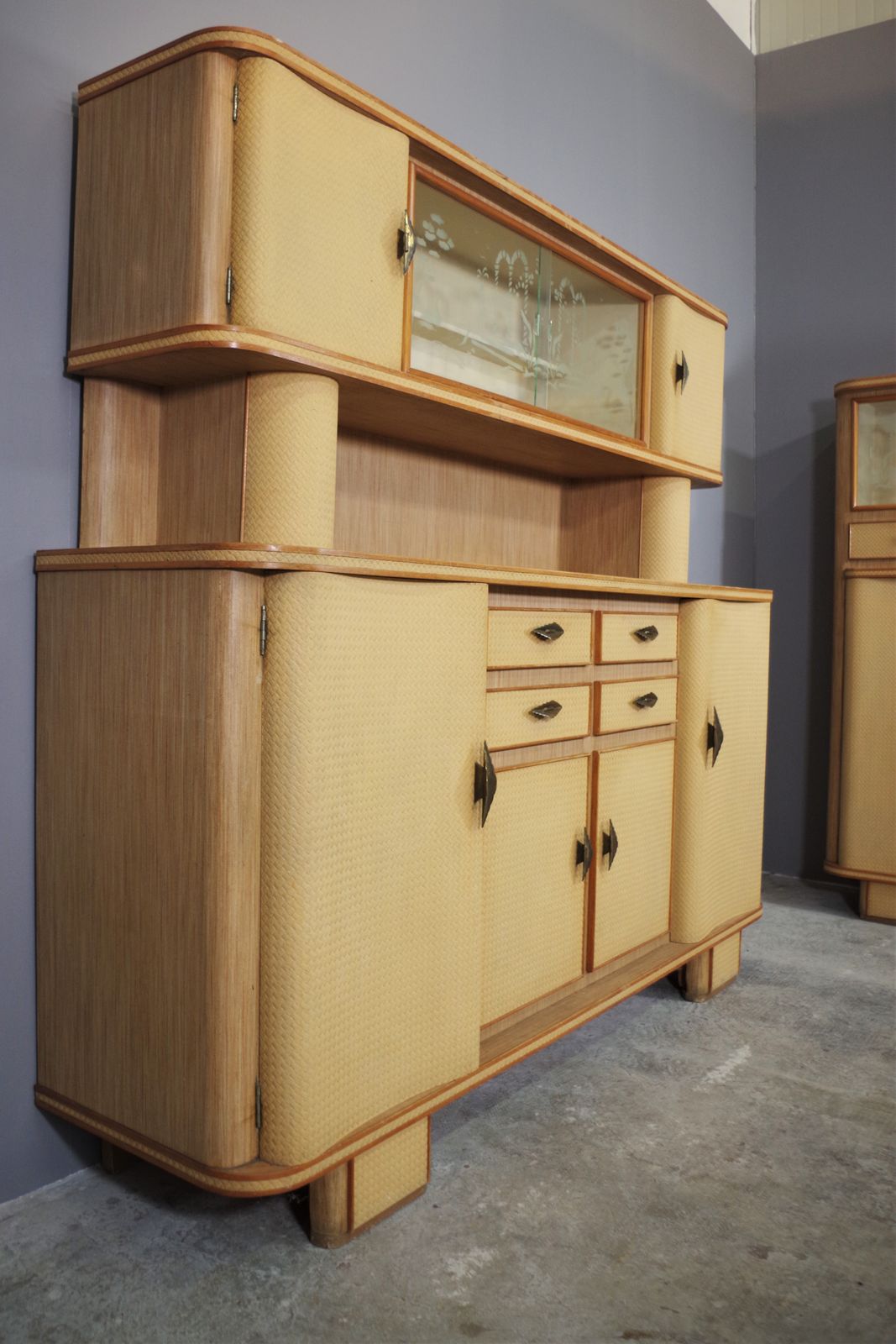 3110.0 Italian Sideboard Of The 50s In Drummed Beech Wood photo
