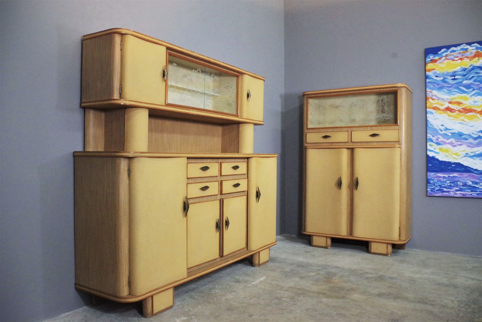 Italian Sideboard Of The 50s In Drummed Beech Wood