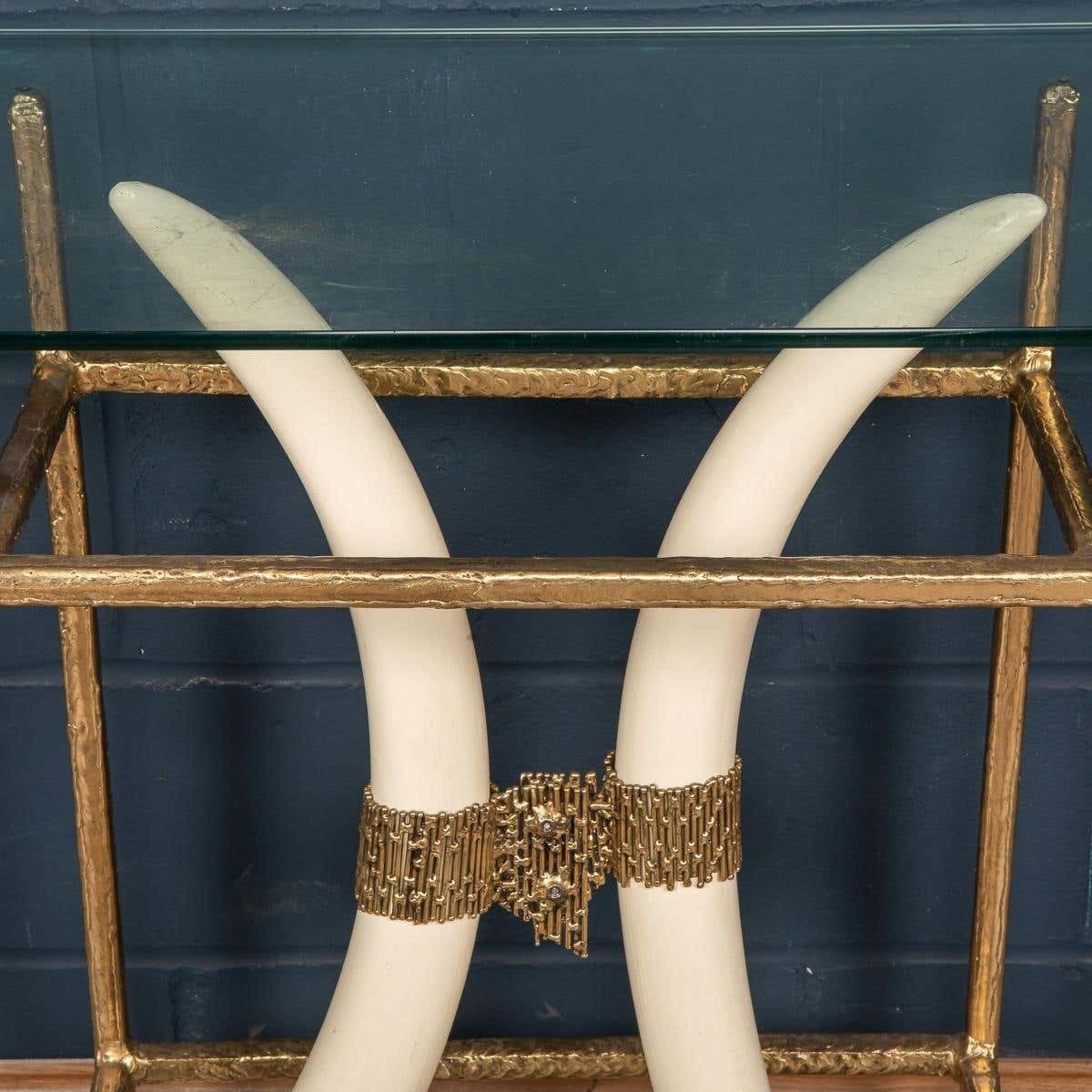 20th Century French Resin Tusk Console, Henri Fernandez, C.1970 photo 2966.0