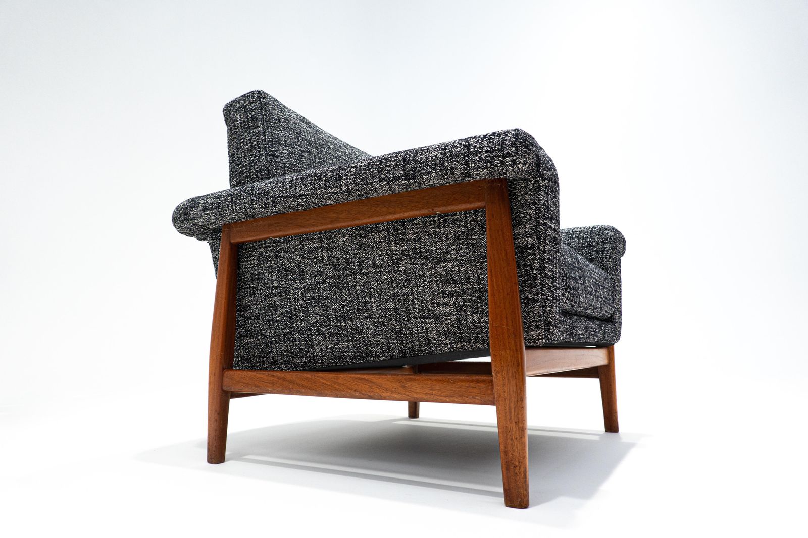 photo for sale Mid Century Modern Pair Of Armchairs, Grey, Teak, Italy, 1960s   New Upholstery