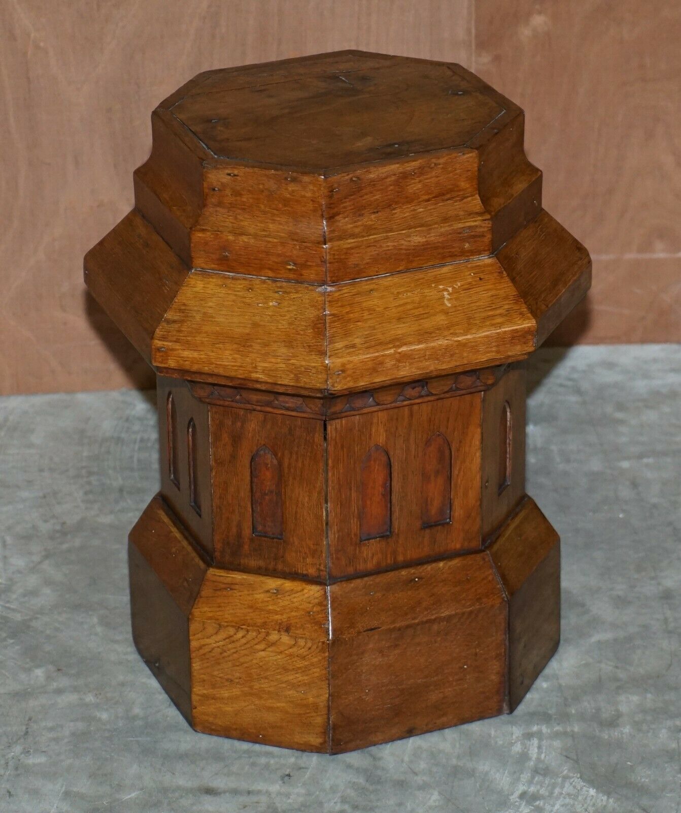photo for sale Antique Pair Of Restored Pugin Gothic Style Circa 1840 Plant / Display Stands