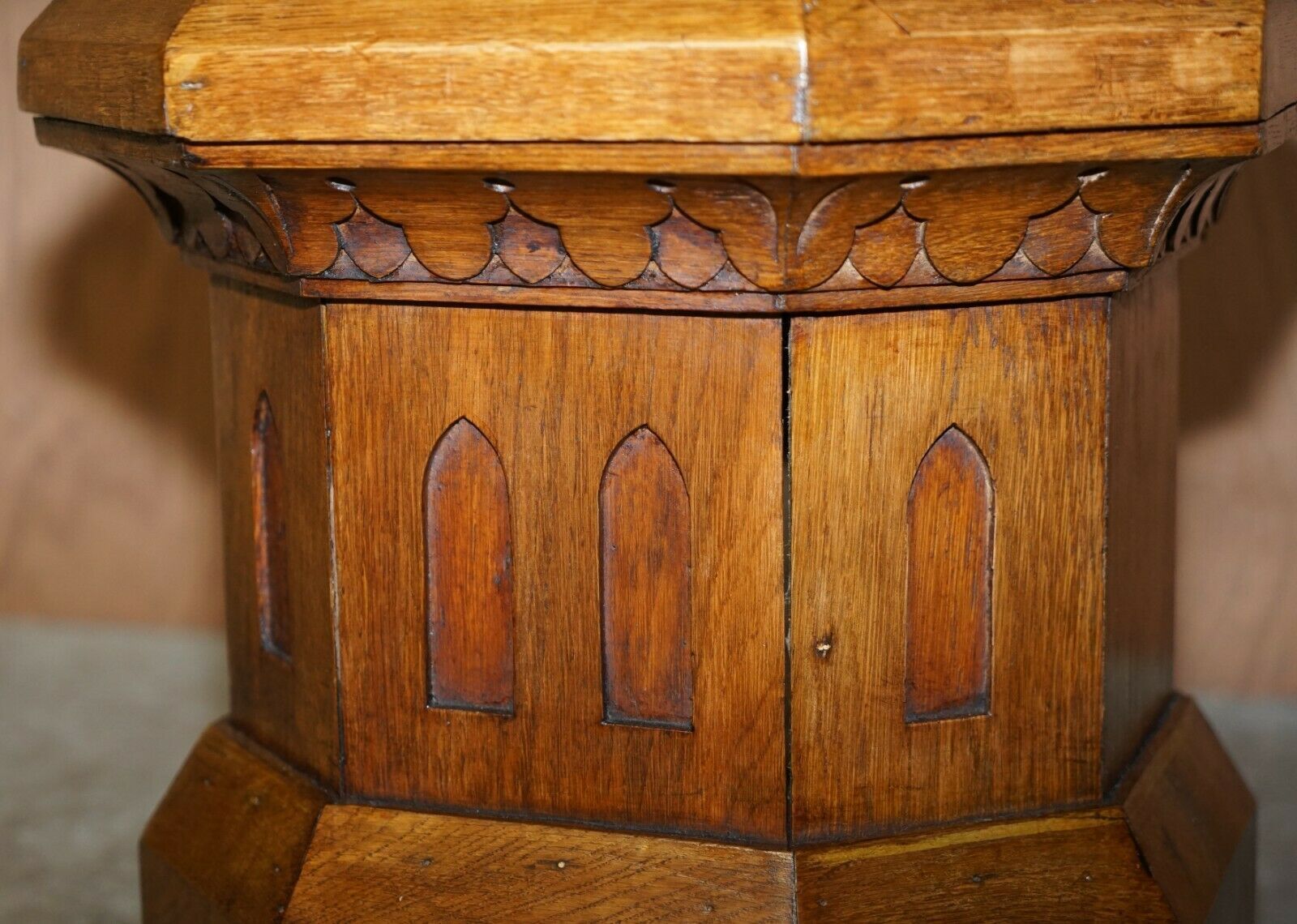 Furniture Antique Pair Of Restored Pugin Gothic Style Circa 1840 Plant / Display Stands photo
