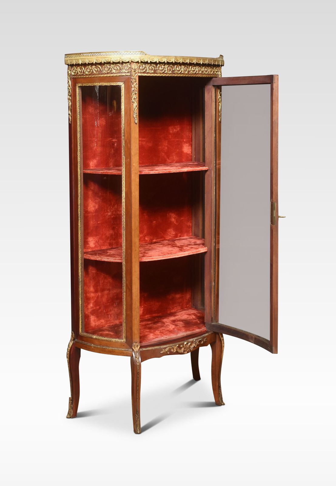 Walnut Bow Fronted Display Cabinet photo 1170.0