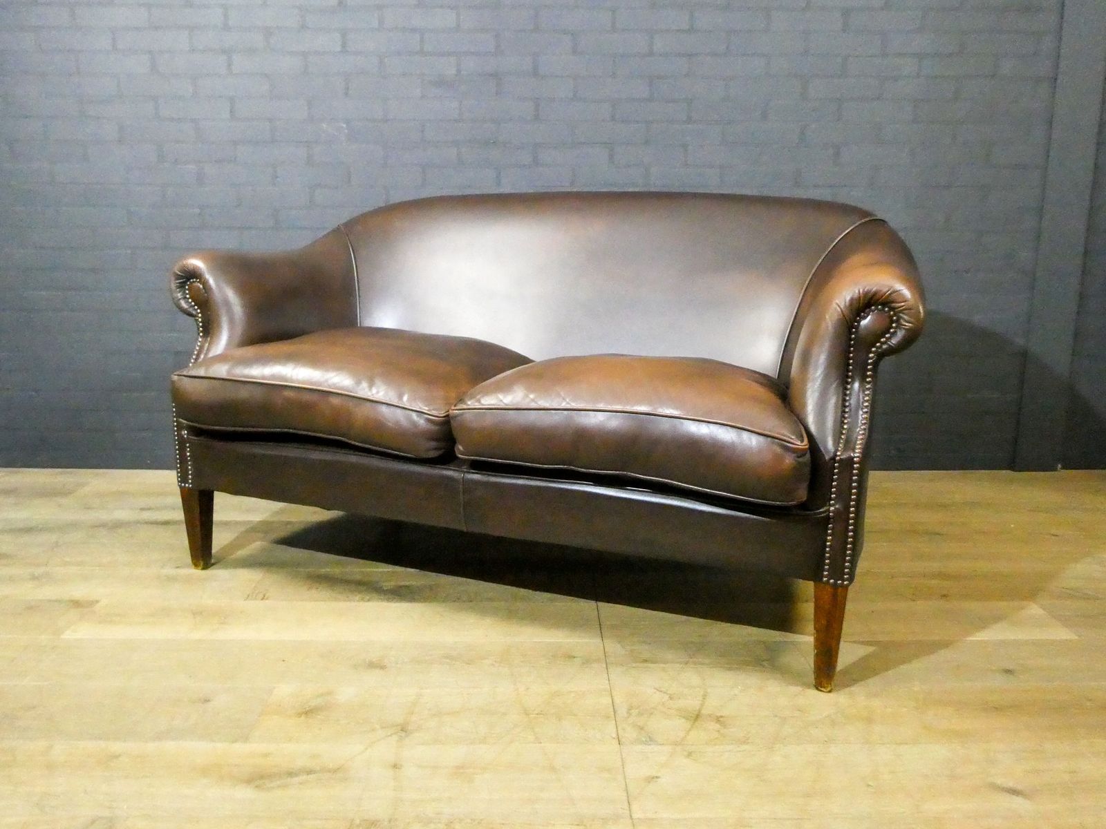 2 Seater Leather Sofa In Dark Brown photo 1110.0