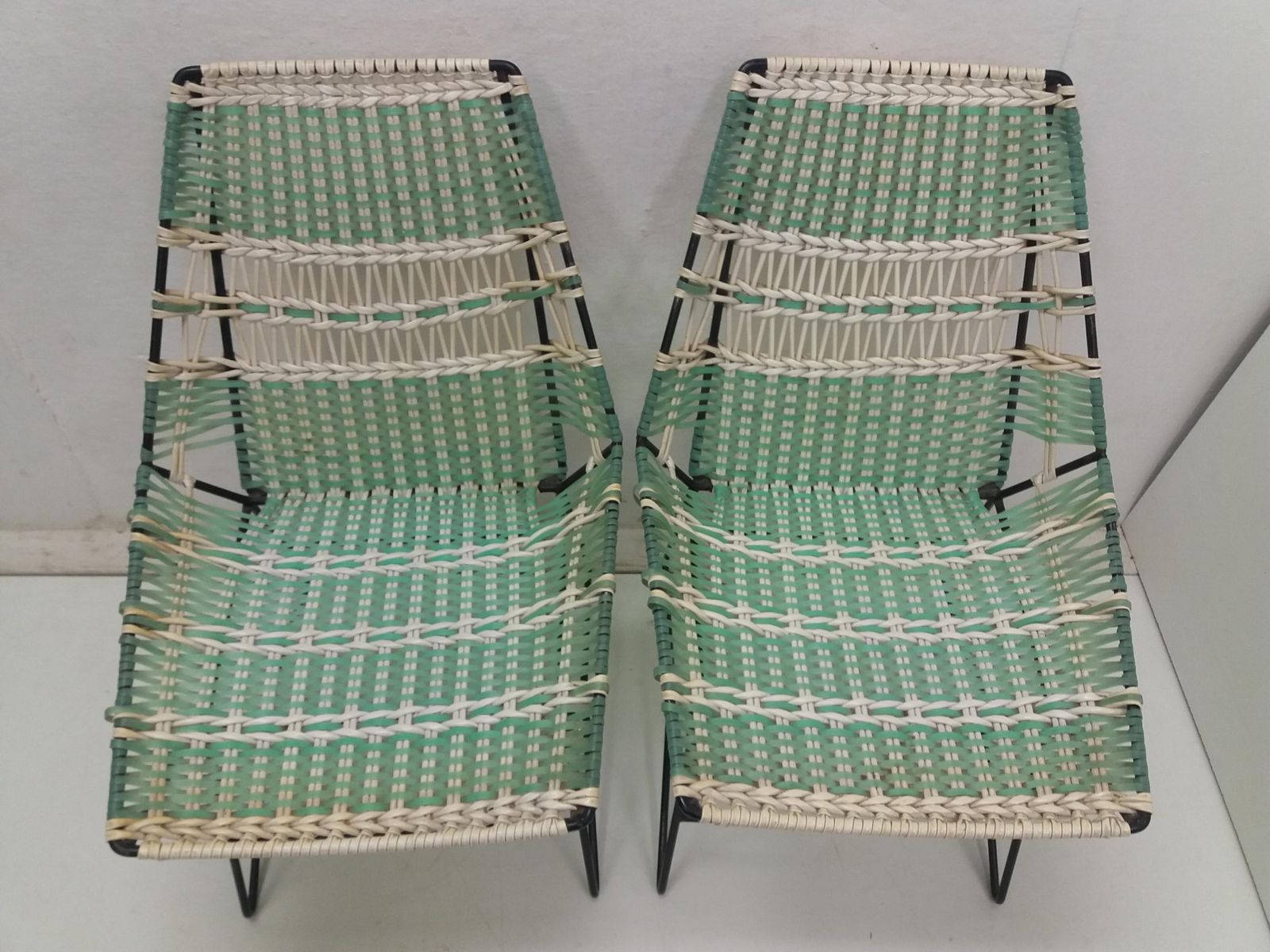 Paar Gevlochten Fauteuils + Vertex Tafel, Tsjecho Slowakije, 1960 photo for sale