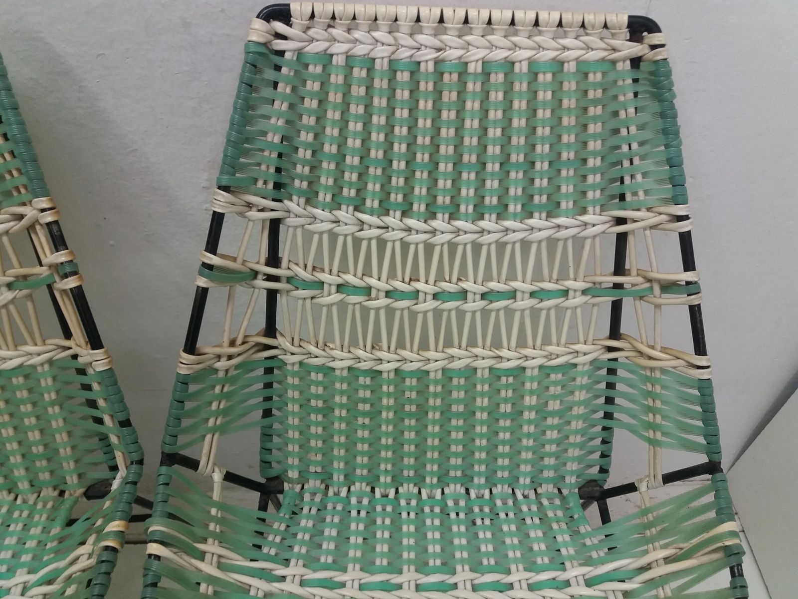 Paar Gevlochten Fauteuils + Vertex Tafel, Tsjecho Slowakije, 1960 photo 1478.0