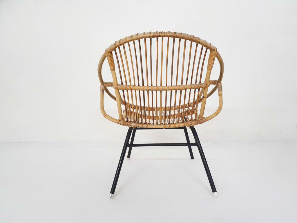 Rohe Noordwolde Rotan En Metalen Loungestoel, Nederland, Ca. Jaren 1950 photo Meubels