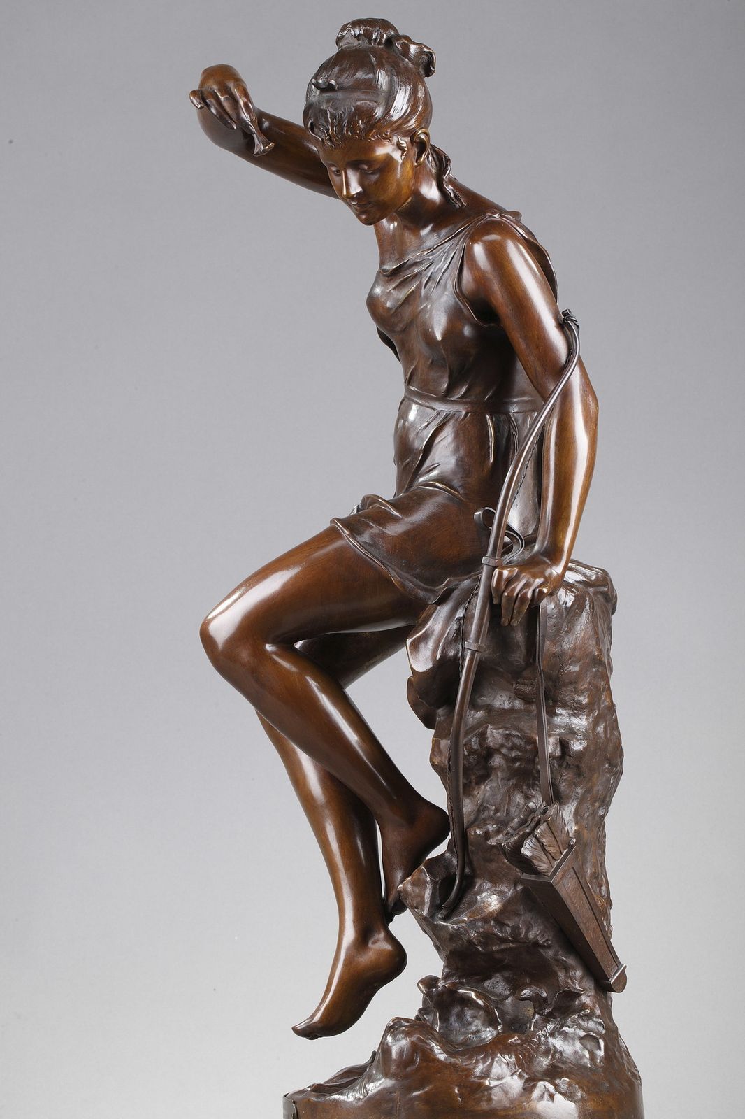 Bronzen sculptuur, "Diana's Nimf" naar Lucie Signoret Ledieu photo vinterior