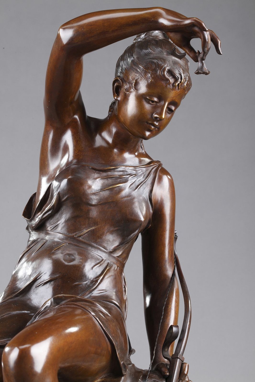 Bronzen sculptuur, "Diana's Nimf" naar Lucie Signoret Ledieu photo vintage