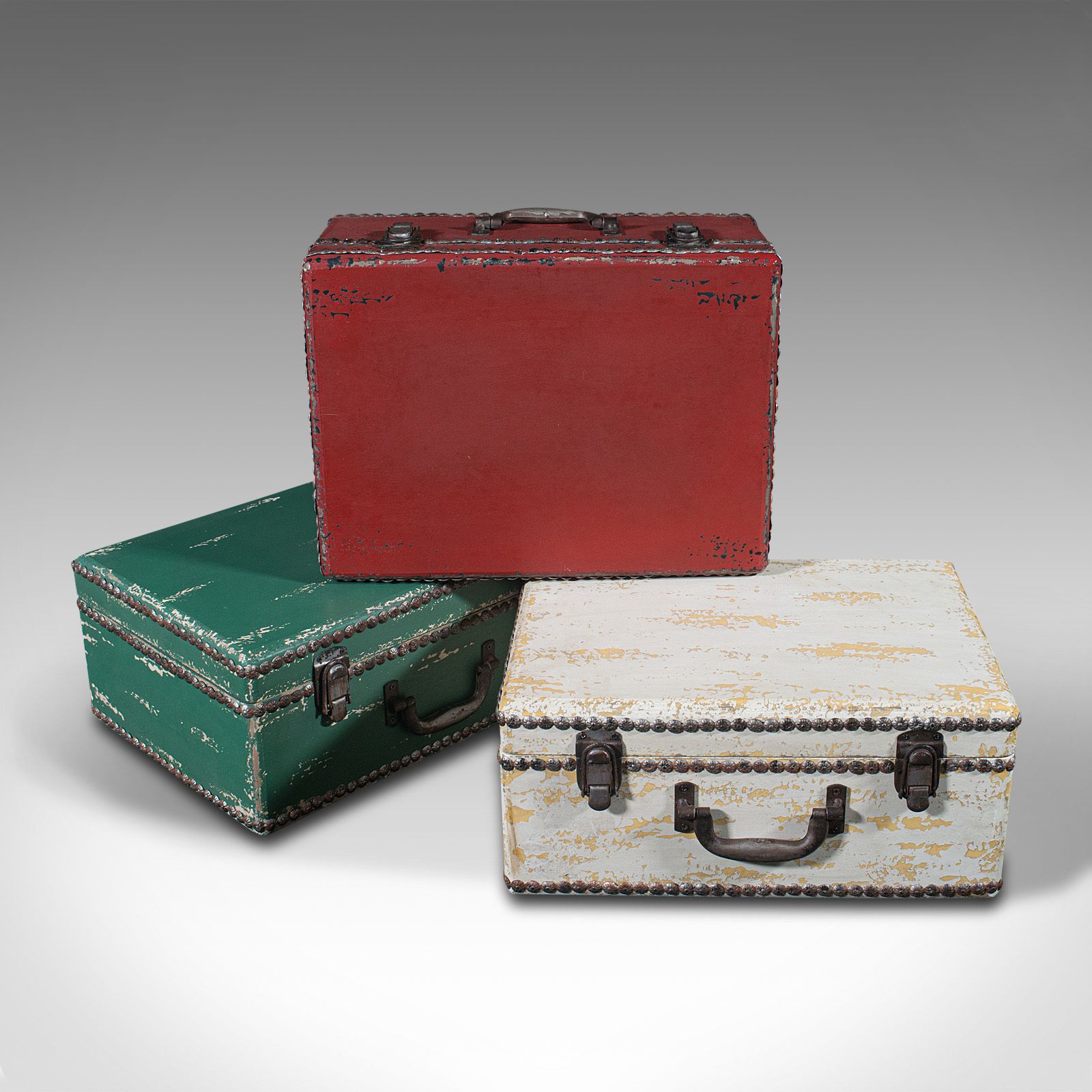 Tall Vintage Trunk Stand, English, Hand Painted Pine, Suitcase Chest Of Drawers photo vintage