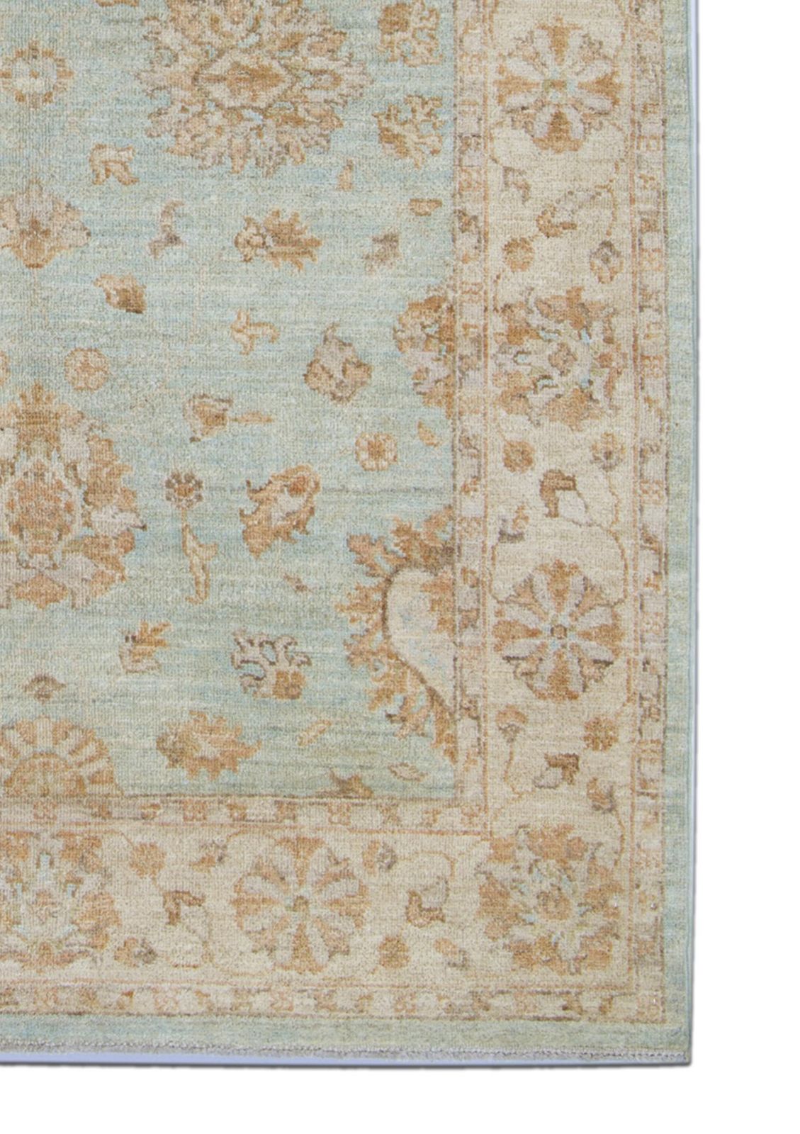 Handwoven Blue Rug Carpet Traditional Floral Area Rug All Over Design photo Textiles
