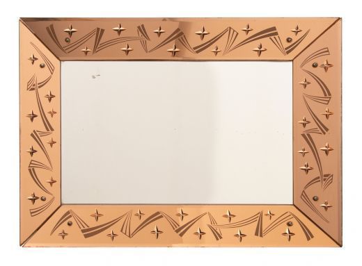 French Art Deco Shooting Stars Mirror With Champagne Mirror Surround C.1930