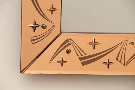 French Art Deco Shooting Stars Mirror With Champagne Mirror Surround C.1930 photo furniture