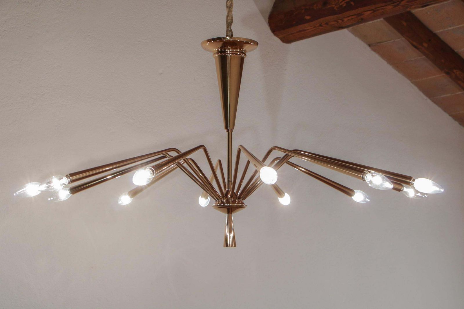 Italian Mid Century Modern Torlasco Chandelier, Model 342, Lumi Milano, 1950s photo for sale