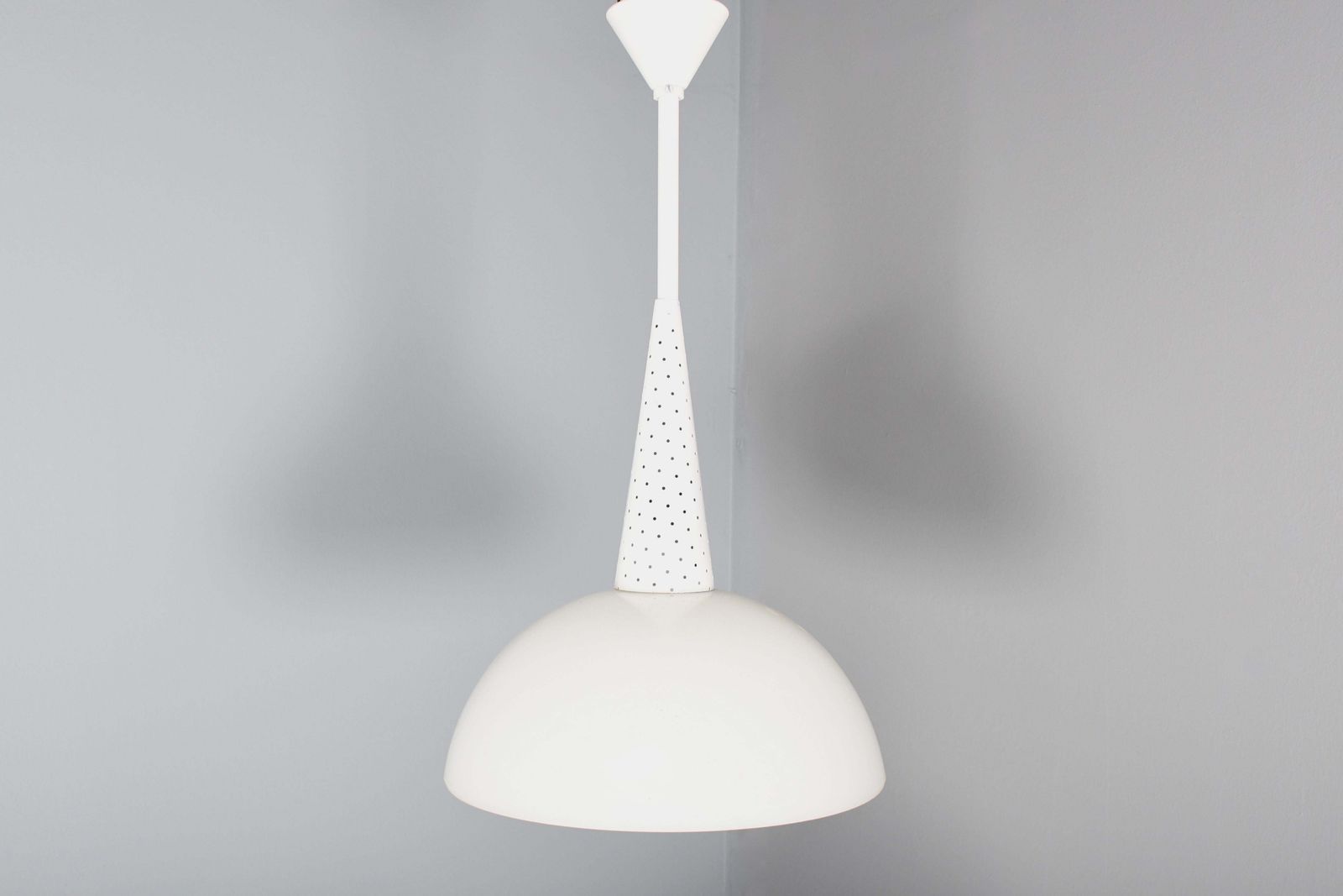 1 Of 12 Perforated Metal And Glass Pendants By Mathieu Matégot, France 1950s photo 582.8