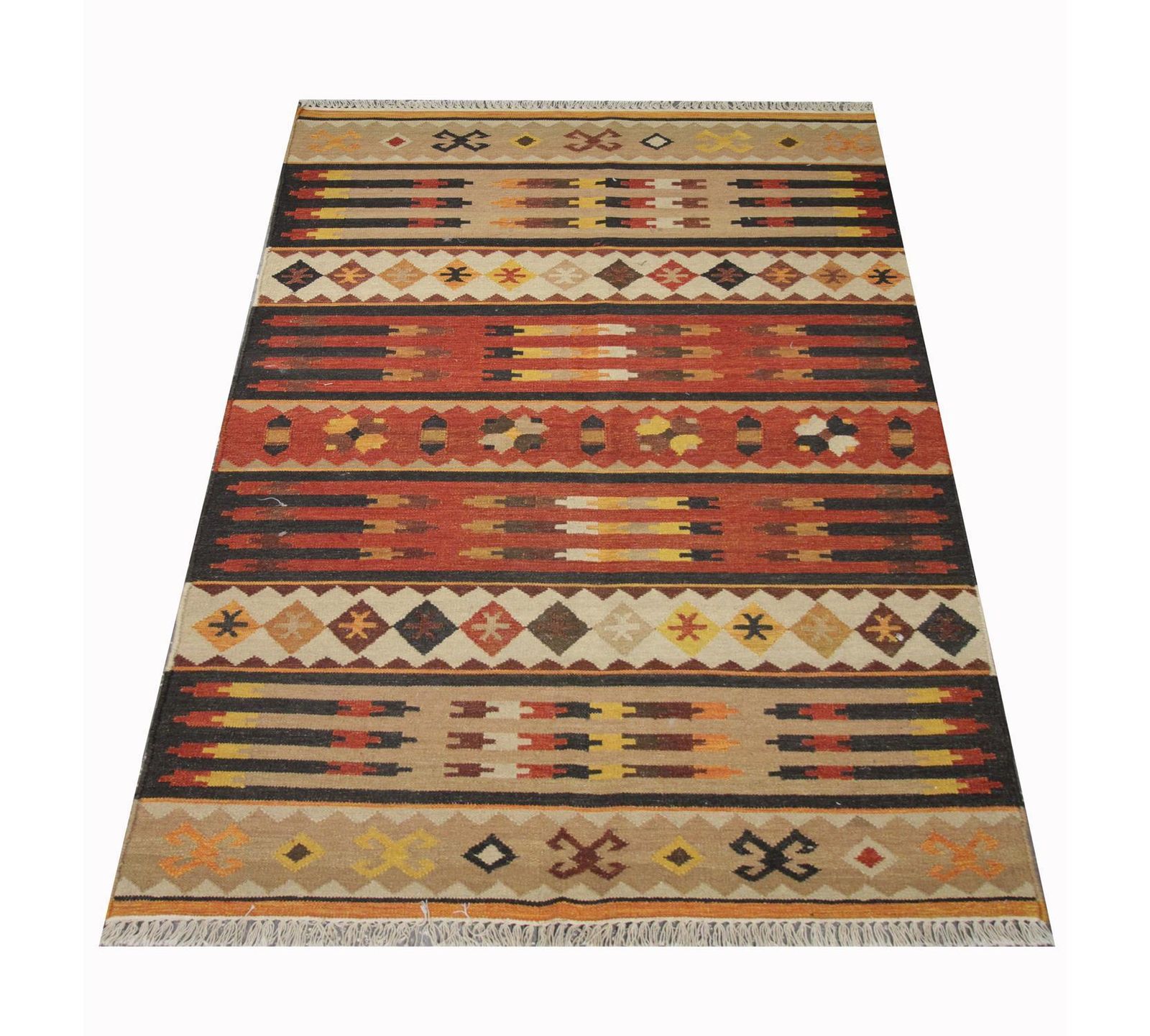Modern Kilim Rugs Handmade Kilim Flatwoven Carpet Wool Beige Area Rug photo furniture