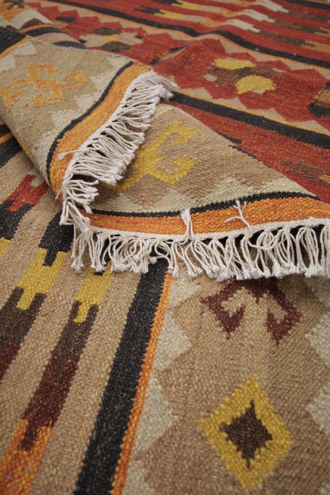 Modern Kilim Rugs Handmade Kilim Flatwoven Carpet Wool Beige Area Rug photo 850.0