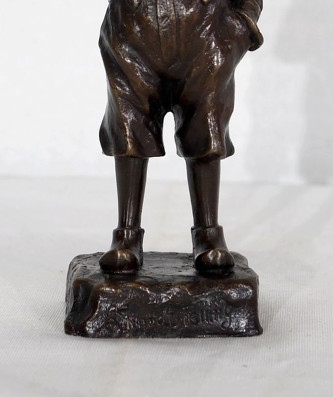 Bronze  "The Little Smocker"  By J. Schmidt Felling, 19th Century photo vinterior