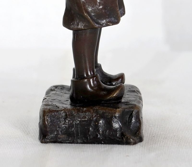 1050.6 Bronze  "The Little Smocker"  By J. Schmidt Felling, 19th Century photo