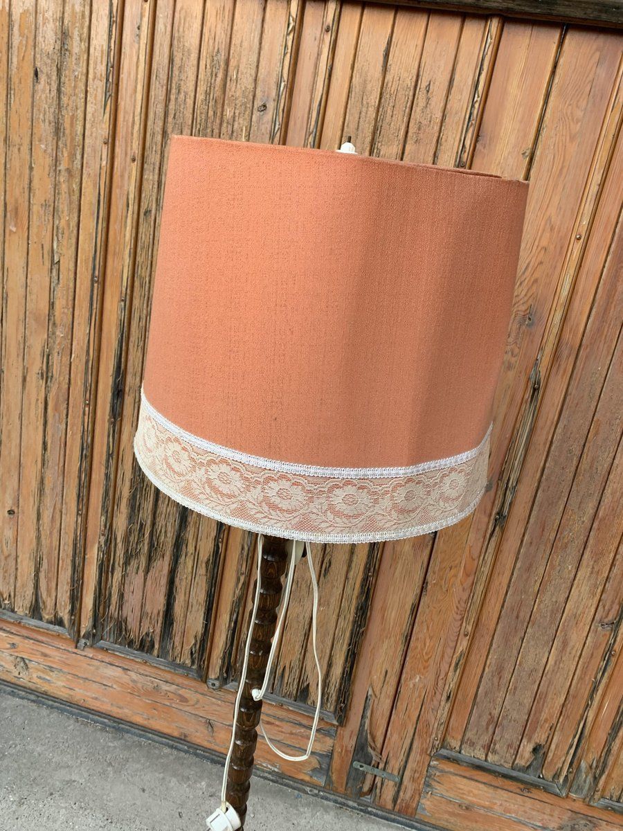 Mid Century Floor Lamp With Coral Shade, 1950s photo for sale